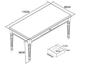 Miniaturka 5 - Rysunek techniczny z wymiarami stolika kawowego