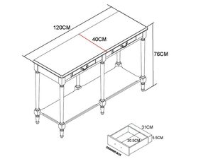 Miniaturka 6 - Rysunek techniczny drewnianego stołu w stylu prowansalskim kolor biały