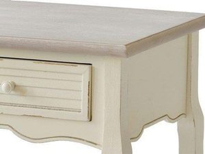 Miniaturka 2 - Drewniana konsola z dekoracyjnymi frontami i metalowymi uchwytami w stylu prowansalskim kolor kremowy