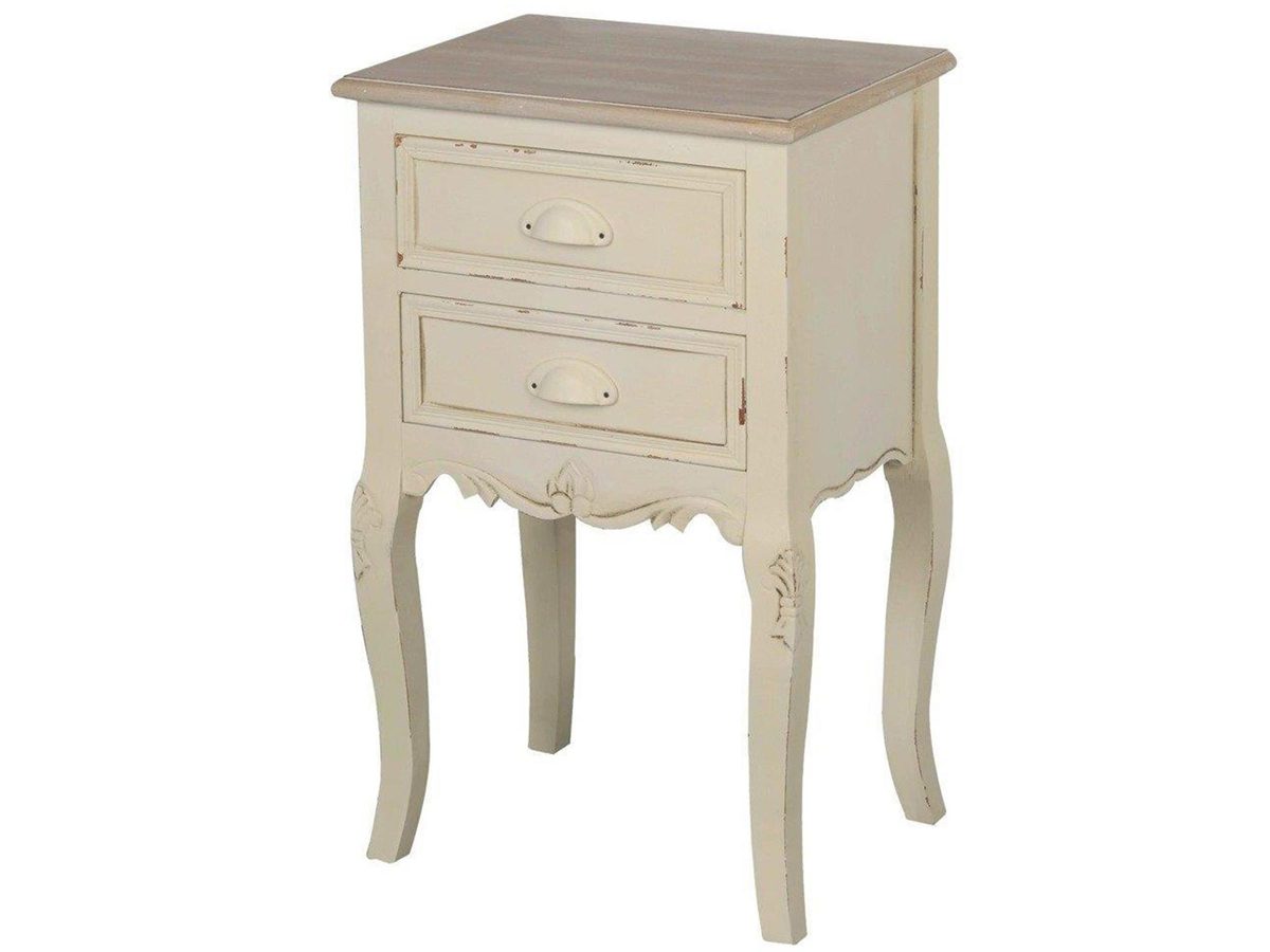 Szafka Nocna w Kolorze Kremowym z Metalowymi Uchwytem – Sorrento