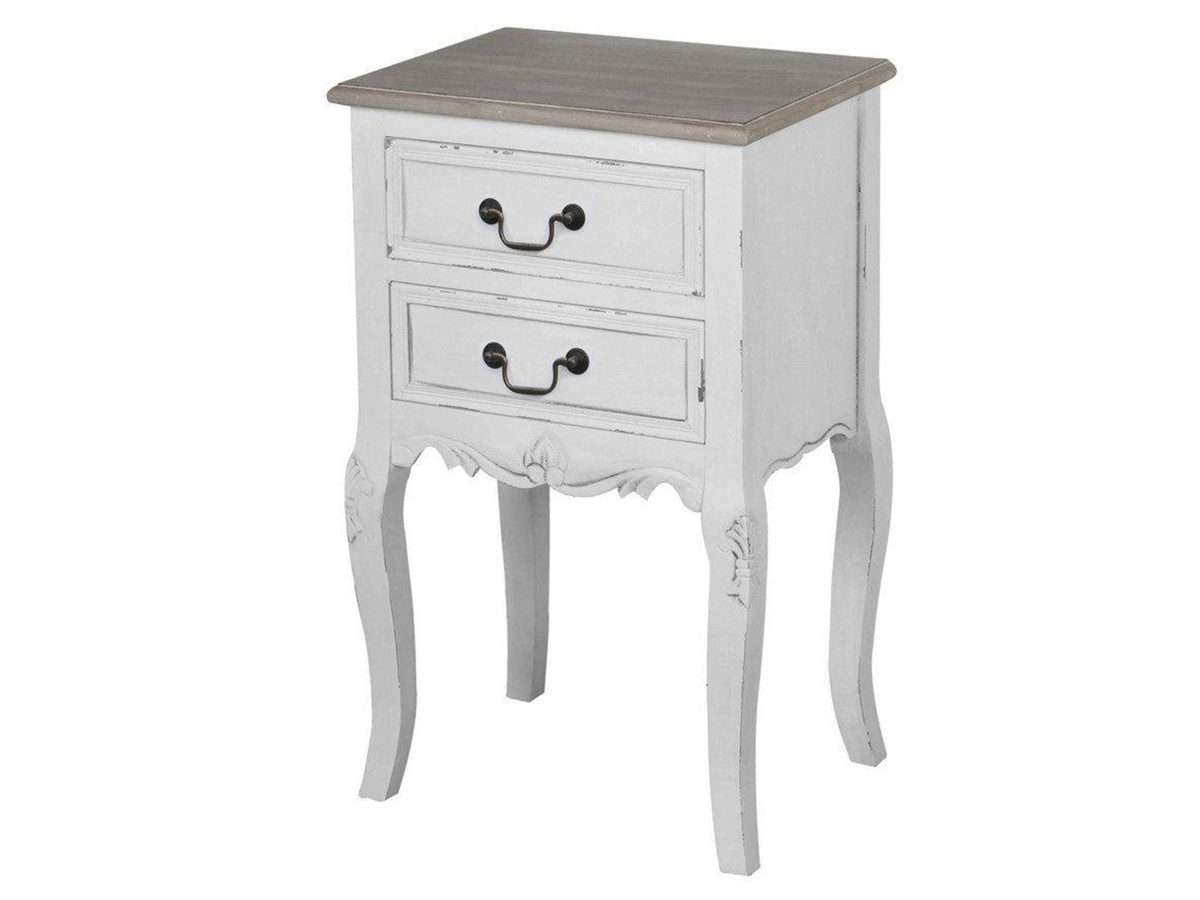 Szafka nocna prowansalska z delikatnym przetarciem – Sorrento White