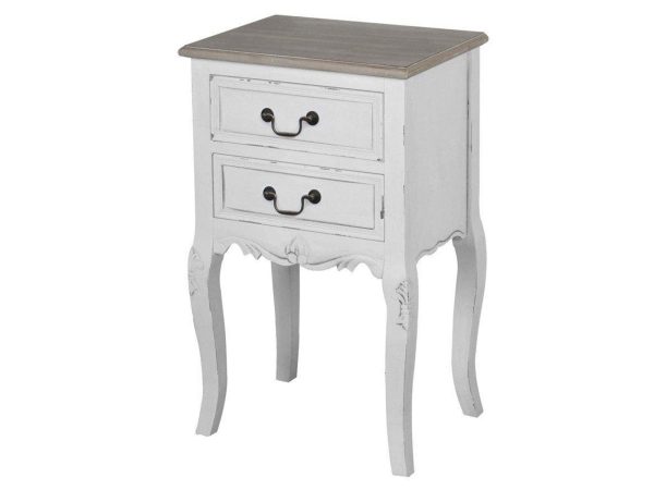 Szafka nocna prowansalska z delikatnym przetarciem – Sorrento White