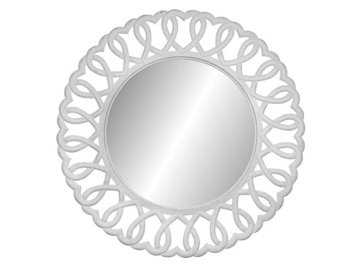 Okrągłe lustro prowansalskie z rzeźbioną ramą w białym kolorze – Sorrento White