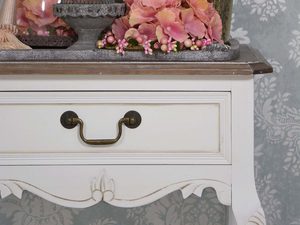 Miniaturka 1 - Stolik telefoniczny prowansalski biały szuflada półka