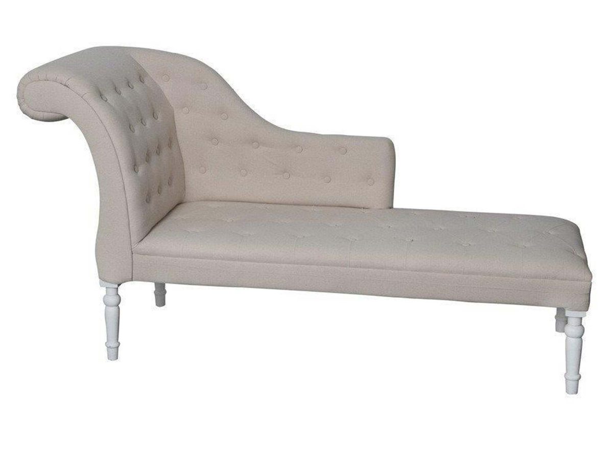 Szezlong tapicerowany prowansalski w kolorze białym z kremową tapicerką – TA320