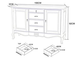 Miniaturka 10 - Rysunek techniczny drewnianej komody w stylu prowansalskim