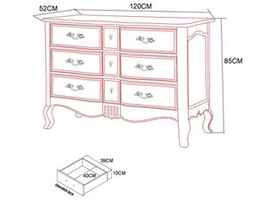 Miniaturka 3 - Rysunek techniczny z wymiarami komody drewnianej