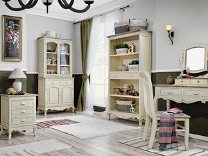 Miniaturka 3 - Drewniana konsola z dekoracyjnymi frontami i szufladami w stylu prowansalskim kolor kremowy