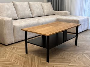 Miniaturka 13 - Prosty stolik z czarnymi nogami i naturalnym blatem