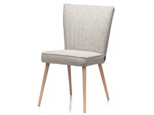 Miniaturka 10 - Beżowe krzesło tapicerowane boucle z drewnianymi nogami perspektywa