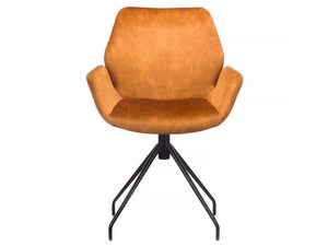 Miniaturka 1 - Krzesło obrotowe welurowe karmelowe z metalową podstawą frontalny