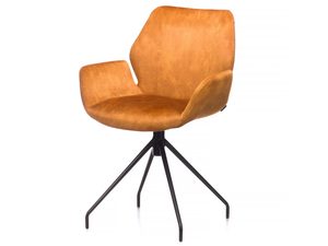 Miniaturka 1 - Karmelowe krzesło obrotowe welurowe z metalową podstawą perspektywa