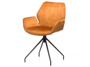 Miniaturka 2 - Welurowe krzesło obrotowe karmelowe z podłokietnikami perspektywa