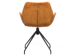 Miniaturka 3 - Karmelowe krzesło obrotowe welurowe z metalową podstawą tył