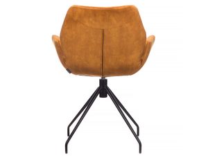 Miniaturka 4 - Karmelowe krzesło obrotowe welurowe z czarną metalową podstawą tył