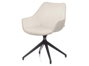 Miniaturka 1 - Krzesło obrotowe tapicerowane kremowe z czarną podstawą perspektywa