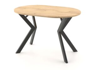 Miniaturka 1 - Owalny stół dąb artisan na czarnych metalowych nogach loft