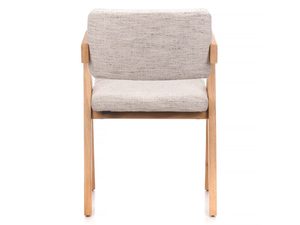 Miniaturka 3 - Beżowe krzesło tapicerowane z dębową ramą konstrukcja oparcia tył