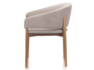 Miniaturka 2 - Krzesło tapicerowane beżowe z zaokrąglonym oparciem i drewnianymi nogami profil