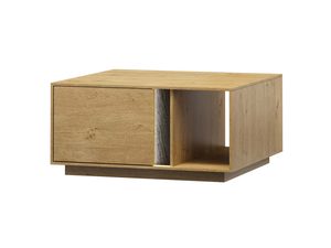 Miniaturka 2 - Stolik kawowy dębowy z drzwiczkami i otwartą półką szara wstawka
