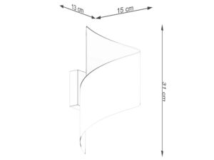 Miniaturka 12 - Rysunek techniczny kinkietu spiralnego z wymiarami 13x15x31 cm