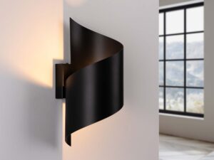 Miniaturka 4 - Kinkiet ścienny czarny metalowy ze spiralnym kloszem w aranżacji