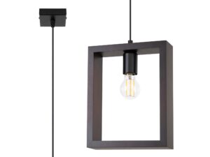 Miniaturka 1 - Lampa wisząca z grafitową drewnianą ramą i żarówką LED