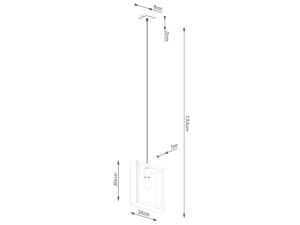Miniaturka 12 - Schemat wymiarów lampy wiszącej z drewnianą ramą kwadratową