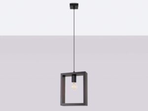 Miniaturka 2 - Wisząca lampa z drewnianą ramą w kolorze grafitowym