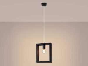 Miniaturka 3 - Drewniana lampa wisząca grafitowa z ciepłym światłem żarówki
