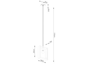 Miniaturka 13 - Schemat techniczny lampy wiszącej ramowej z wymiarami gabarytowymi