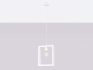 Miniaturka 2 - Metalowa lampa ramowa biała z żarówką dekoracyjną na szarym tle