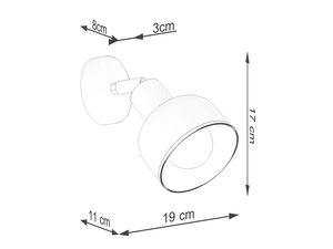 Miniaturka 9 - Schemat wymiarów kinkietu ściennego z podanymi wymiarami w centymetrach