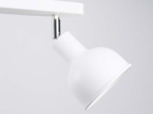 Miniaturka 7 - Detal chromowanego ramienia mocującego biały klosz dzwonkowy plafonu zbliżenie