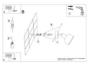 Miniaturka 10 - Instrukcja montażowa kinkietu ściennego schemat techniczny