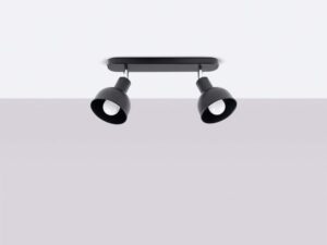 Miniaturka 1 - Plafon dwupunktowy czarny matowy z kloszami dzwonkowymi w aranżacji sufitu