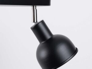 Miniaturka 3 - Detal czarnego matowego klosza dzwonkowego plafonu z chromowanym ramieniem zbliżenie