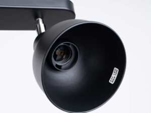 Miniaturka 4 - Detal wnętrza czarnego klosza dzwonkowego plafonu z gniazdem E27 zbliżenie