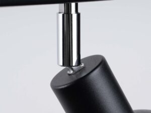 Miniaturka 5 - Detal chromowanego ramienia mocującego czarny klosz dzwonkowy plafonu zbliżenie