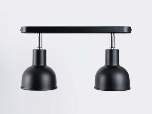 Miniaturka 10 - Plafon dwupunktowy czarny matowy z dwoma kloszami dzwonkowymi symetrycznie