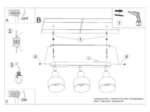 Miniaturka 12 - Instrukcja montażu plafonu sufitowego trójpunktowego z kloszami dzwonkowymi