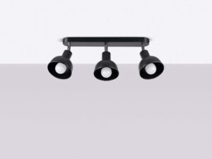 Miniaturka 1 - Plafon trójpunktowy czarny matowy z kloszami dzwonkowymi w aranżacji sufitu
