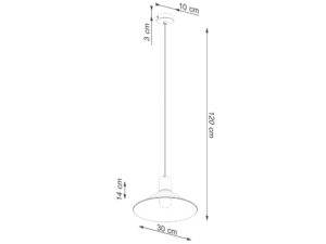 Miniaturka 15 - Rysunek techniczny z wymiarami lampy wiszącej stożkowej