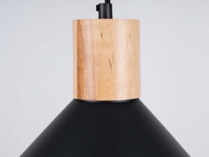 Miniaturka 9 - Drewniana tuleja lampy wiszącej z czarnym kablem tekstylnym