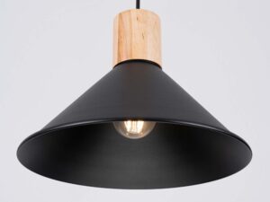 Miniaturka 6 - Lampa wisząca ze świecącą żarówką i drewnianym wykończeniem