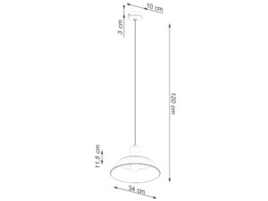 Miniaturka 14 - Lampa wisząca biała z drewnianym elementem z wymiarami technicznymi