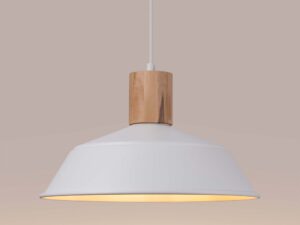 Miniaturka 5 - Lampa wisząca biała skandynawska świecąca zbliżenie na klosz