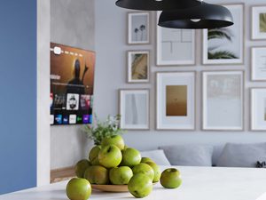 Miniaturka 20 - Trzy czarne lampy wiszące z drewnem nad stołem w nowoczesnej jadalni