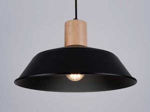 Miniaturka 7 - Wisząca lampa z czarnym abażurem i świecącą żarówką LED