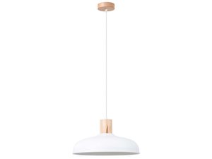 Miniaturka 17 - Wisząca lampa z białym kloszem i naturalnym drewnem